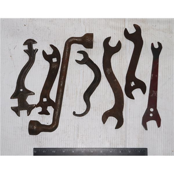 LOT OF ANTIQUE CURVED WRENCHES