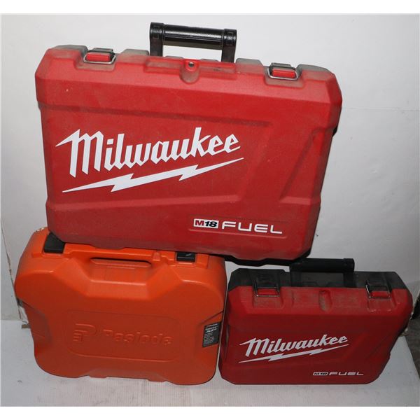 3 EMPTY POWER TOOL CONTAINERS ONE PASLODE TWO