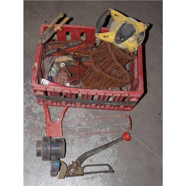 LARGE CRATE OF TOOLS AND SUPPLIES INCLUDING