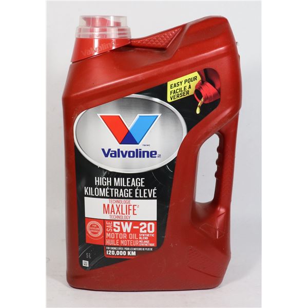 5 LITER VALVOLINE 5W-20 SYNTHETIC OIL (NEW)