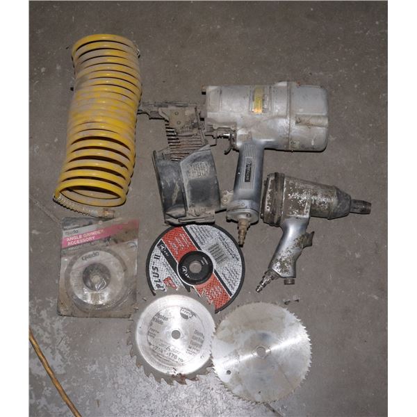 TOTE WITH ESTATE AIR TOOLS, ALL UNTESTED, SOLD AS