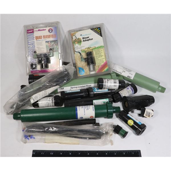 BOX OF IRRIGATION SPRINKLER PARTS