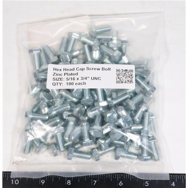 5/16" X 3/4" PLATED HEX HEAD BOLTS - PKG OF 100