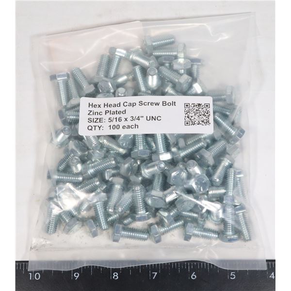 5/16" X 3/4" PLATED HEX HEAD BOLTS - PKG OF 100