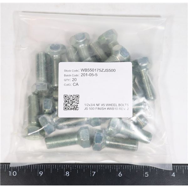 WB10 WHEEL/HUB BOLTS 1/2" X 20UNF X 1-1/4" L