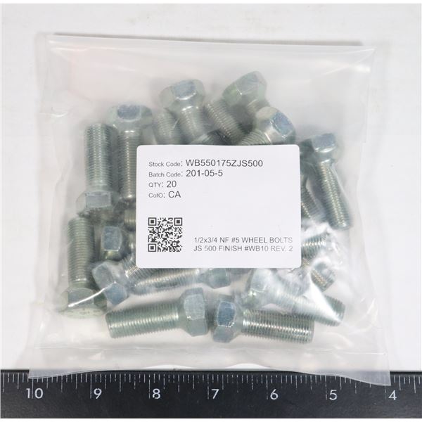 WB10 WHEEL/HUB BOLTS 1/2" X 20UNF X 1-1/4" L