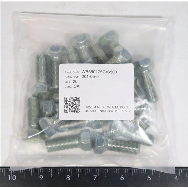 WB10 WHEEL/HUB BOLTS 1/2" X 20UNF X 1-1/4" L