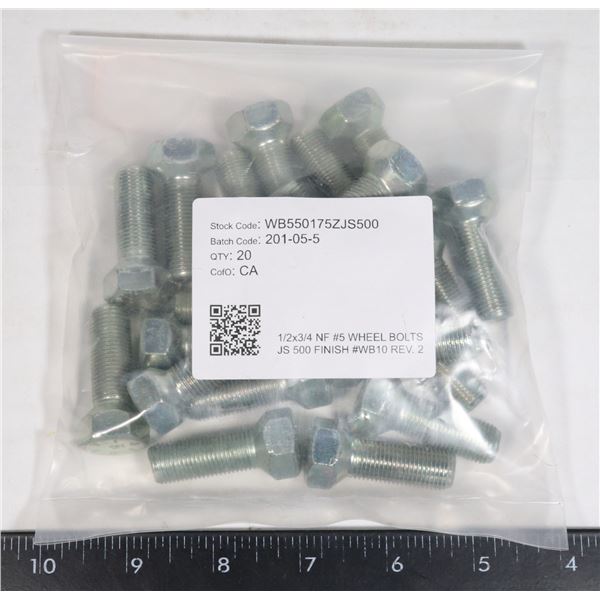 WB10 WHEEL/HUB BOLTS 1/2" X 20UNF X 1-1/4" L