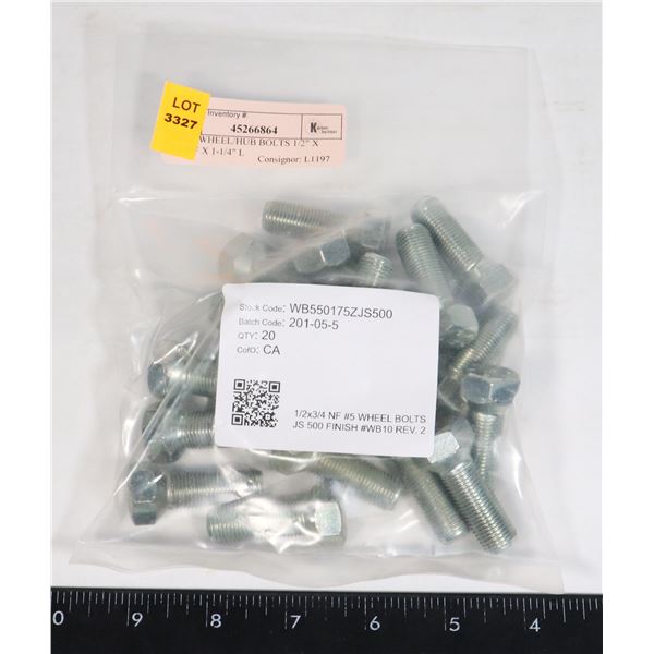 WB10 WHEEL/HUB BOLTS 1/2" X 20UNF X 1-1/4" L