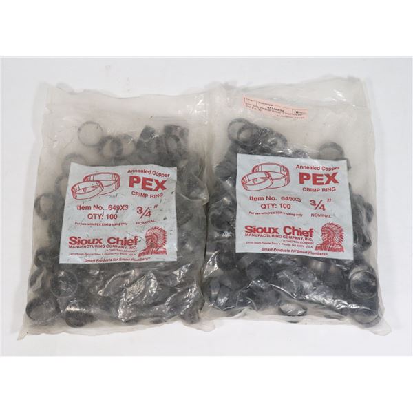 3/4" PEX CRIMP RING, 2 PACKS OF 100 EACH
