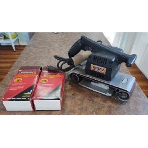 VINTAGE 70S CRAFTSMAN 4" BELT SANDER WITH 5 EXTRA