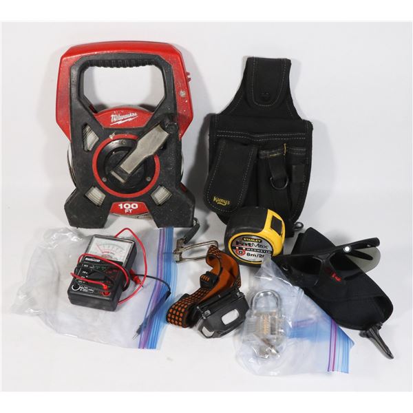 LOT OF TOOLS , MILWAUKEE  100 FT MEASURING TAPE