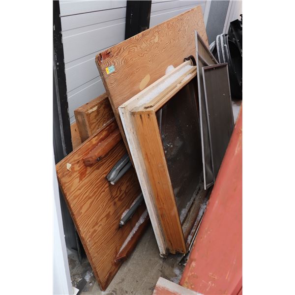 TWO FOLDING SHOP TABLES WITH SPARE PIECES