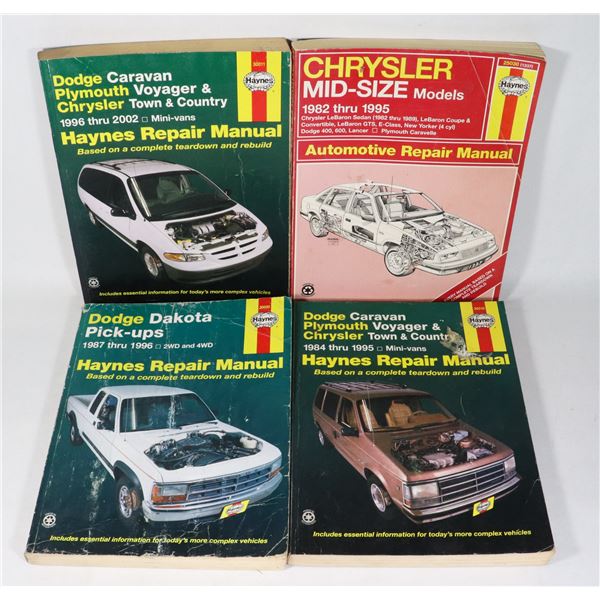 4 CHRYSLER/DODGE AUTOMOTIVE REPAIR MANUALS