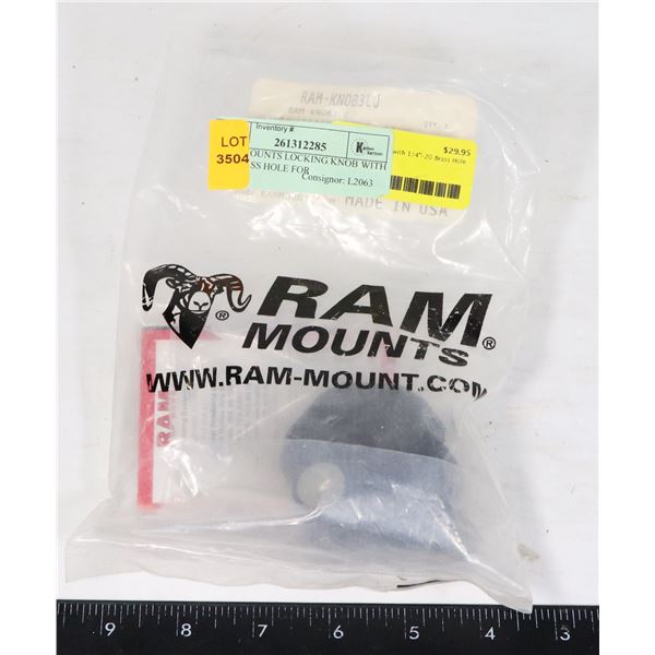 RAM MOUNTS LOCKING KNOB WITH 1/4 BRASS HOLE FOR