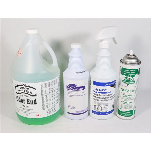 BOX OF OPEN CLEANING CHEMICALS