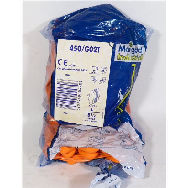 5 LARGE 81/2 MARGOLD INDUSTRIAL GLOVES