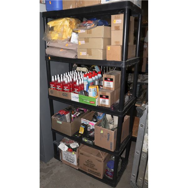 BLACK PLASTIC SHELVING UNIT, GOOD CONDITION