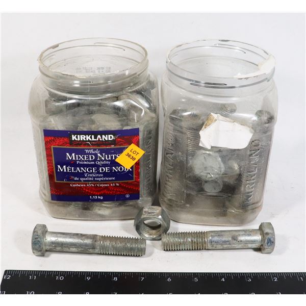 TWO TUBS OF LARGE BOLTS, SIZE NOT MARKED