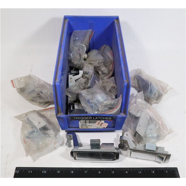 BLUE PARTS TRAY FULL OF TRIGGER LATCHES