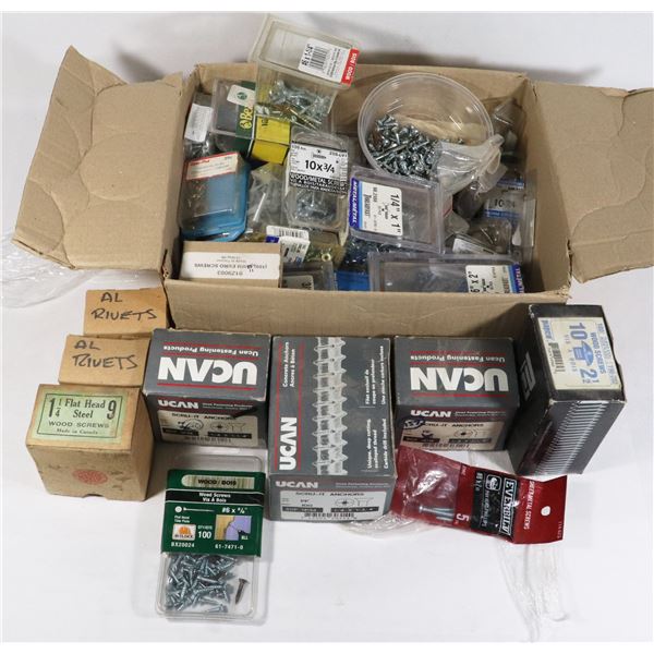 BOX OF MISCELLANEOUS FASTENERS INCLUDING