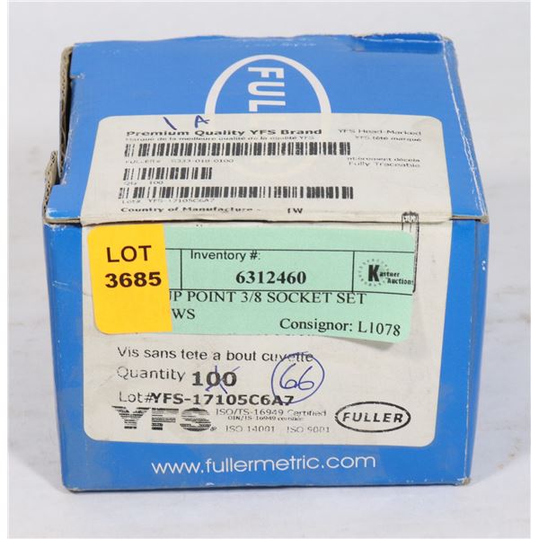 66 CUP POINT 3/8 SOCKET SET SCREWS