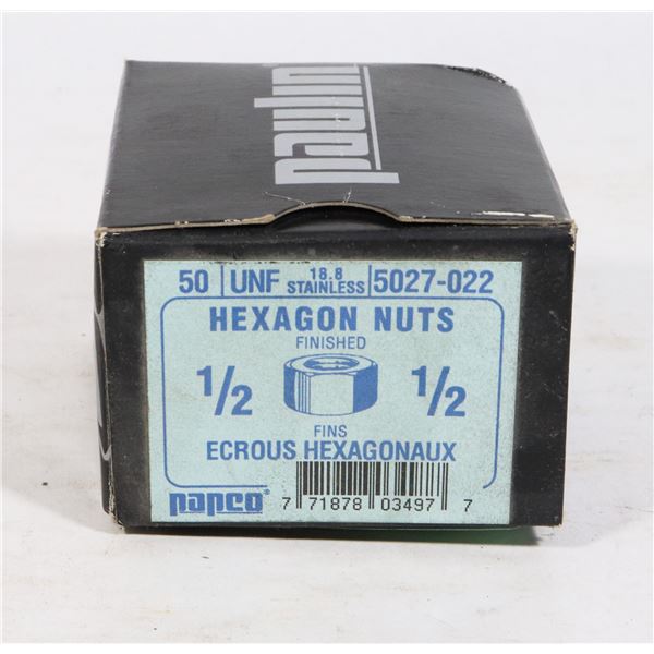 50 STAINLE STEEL 1/2 HEXAGON NUTS