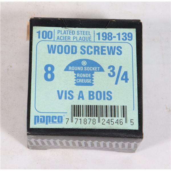 100 STEEL ROUND SOCKET 8 3/4 WOOD SCREWS