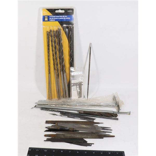 LOT OF FILES, DRILL BITS AND BLADES