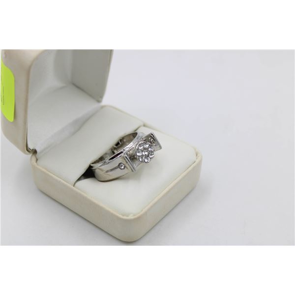 MODERN OVAL SOLITAIRE STYLE PAVE-SET SIDE-