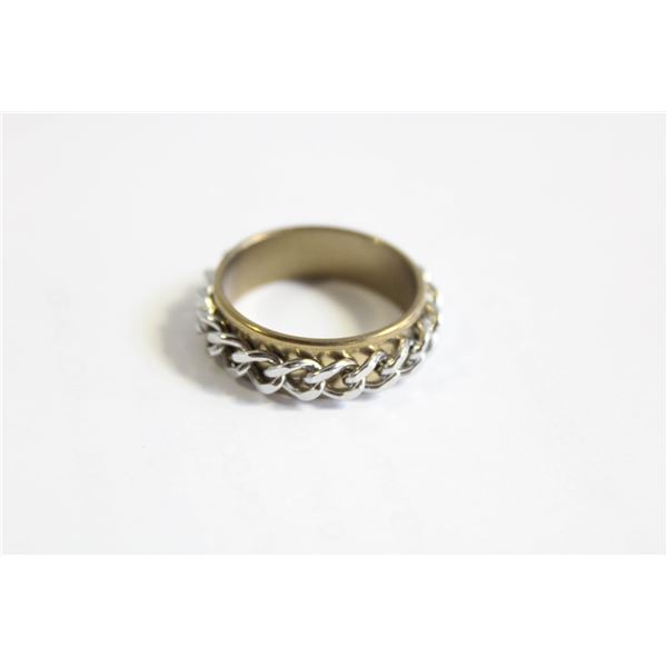 STAINLESS STEEL BAND CHAIN BIKER RING SZ 10