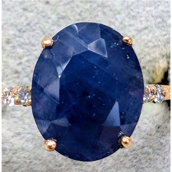 BZ2107-5E 10K SAPPHIRE 3.5CT LAB DIAMOND RING
