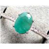 Image 1 : BZ2107-40E SILVER EMERALD 0.75CT AND CZ RING