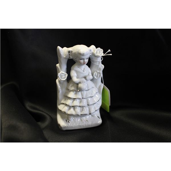 PORCELAIN LITTLE GIRL FIGURINE HOLDING BASKET WITH