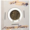 Image 1 : 13) USA 1944D MERCURY DIME, 90% SILVER.