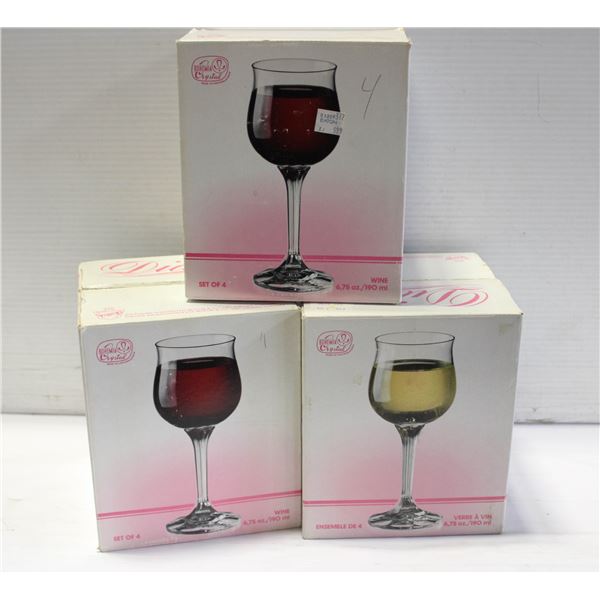 3 X 4 NEW BOHEMA DIANA CRYSTAL WINE GLASSES