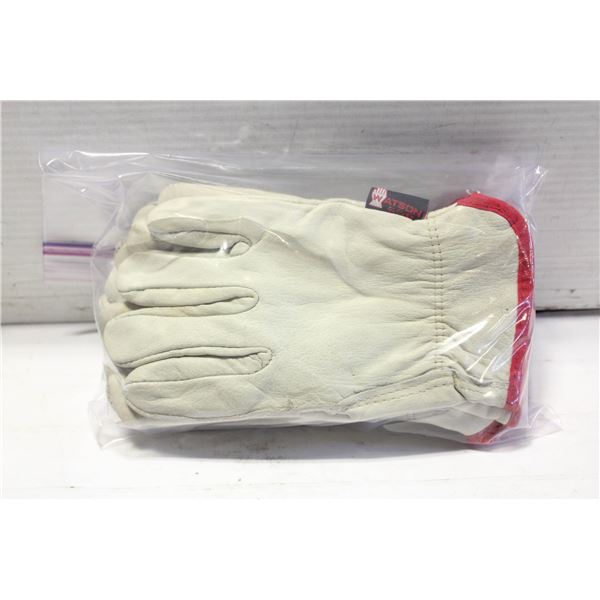 3 PAIRS OF LEATHER WORK GLOVES (2 LINED PAIRS