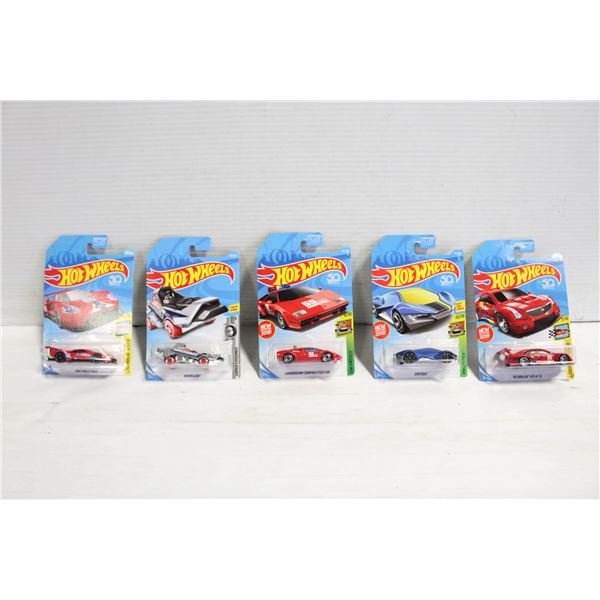 5 PACKAGED HOTWHEELS VEHICLES