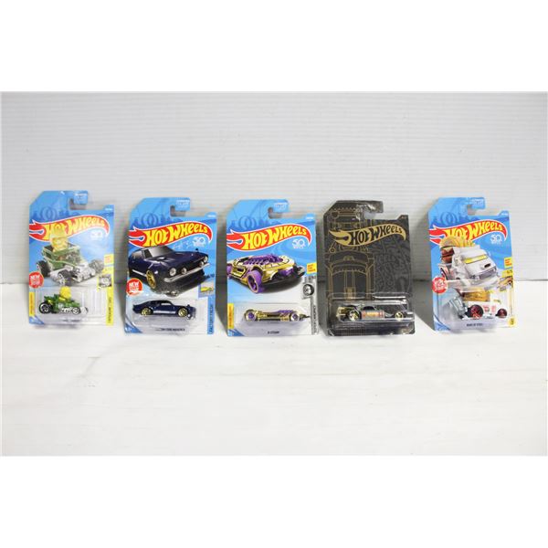 5 PACKAGED HOTWHEELS VEHICLES