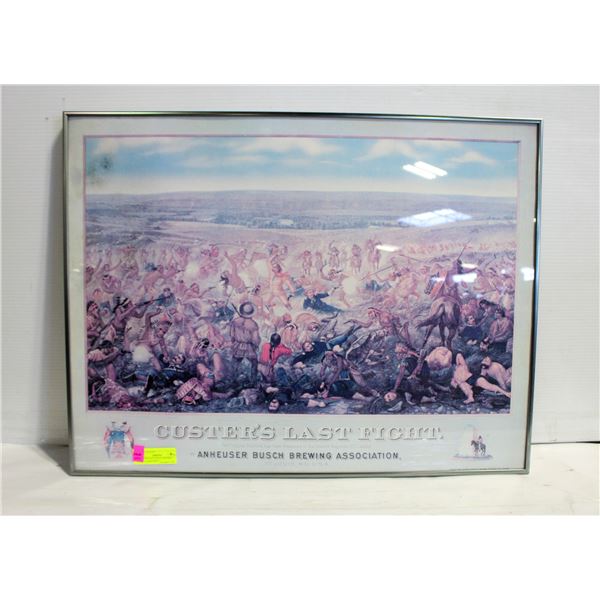 CUSTER'S LAST FIGHT FRAMED WITH GLASS PRINT