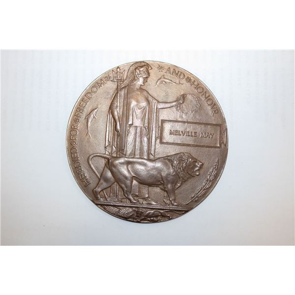 WWI DEATH PENNY PRIVATE MELVILLE MAY