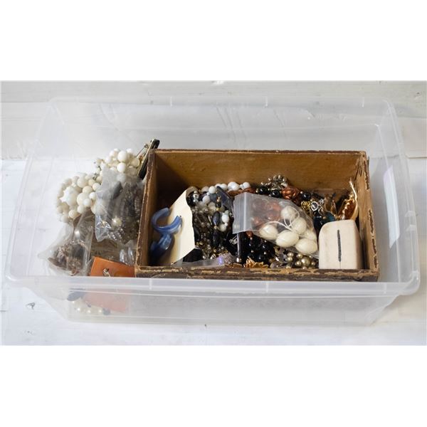 LARGE BOX FULL VINTAGE JEWELRY AND NECKLACES