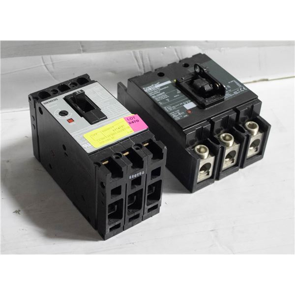 2 CIRCUIT BREAKERS SIEMENS + SQUARE D