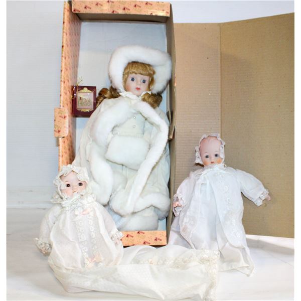 3 VINTAGE PORCELAIN DOLLS - ESTATE