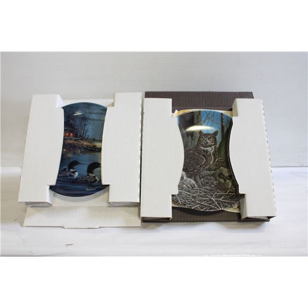 OWL & LOON PLATES WITH COA - BRADFORD EXCHANGE
