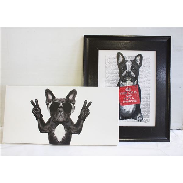 2 FRENCHIE PICTURES 12"X24" & 19"X23"