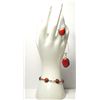 Image 1 : 29)  SET OF NATURAL RED CORAL JEWELERY INCLUDES: