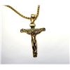 Image 1 : 34)  GOLD TONE WITH BLACK ENAMEL CRUCIFIX ON