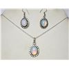 Image 1 : 31)  SET OF OVAL OPALINE DROP EARRINGS AND