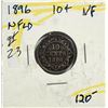 Image 1 : 14)  NEW FOUNDLAND 1896 10 CENT COIN, 92.5%